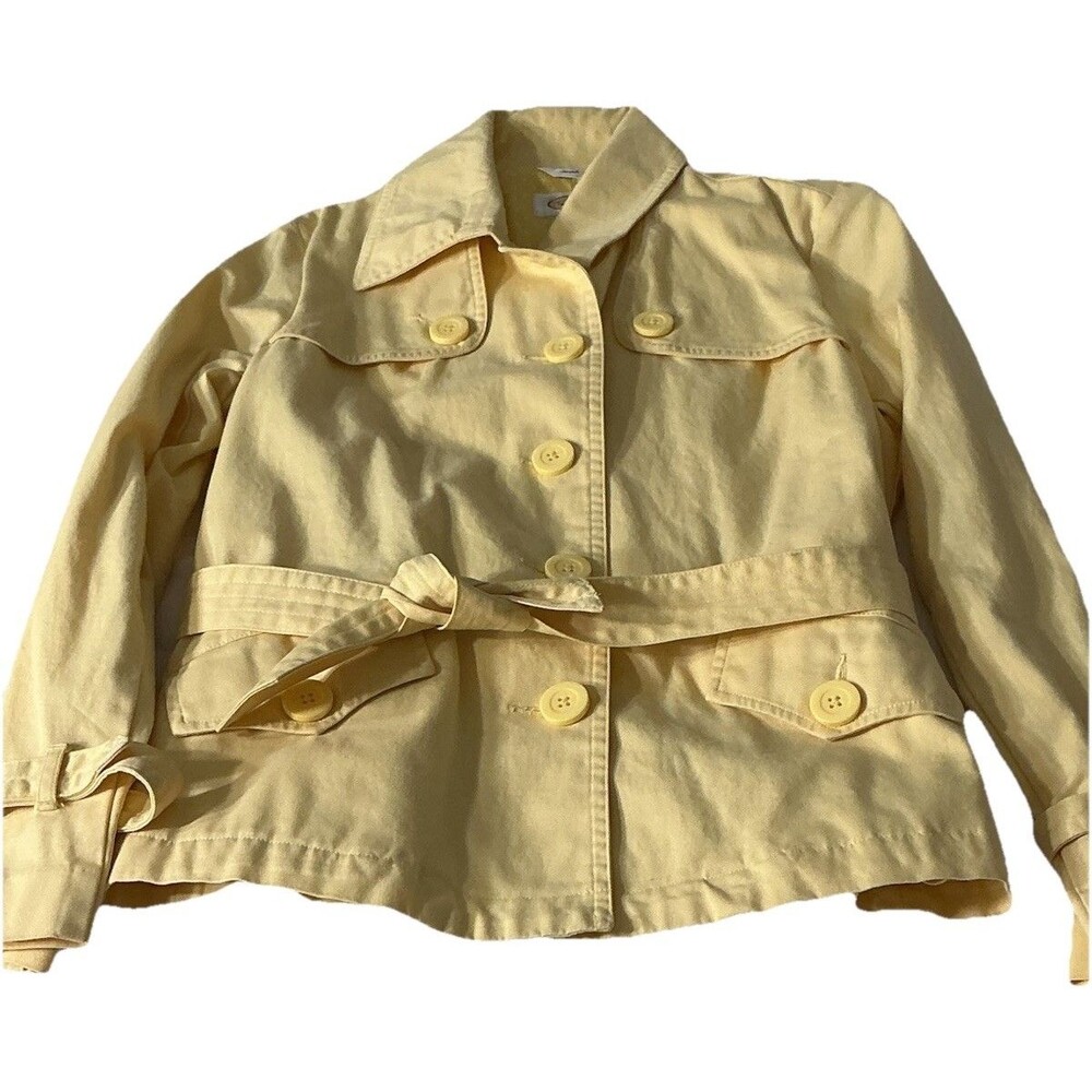 Talbots Yellow Jacket Womens Size 4 Belted Lightweight Cotton Blend Lined